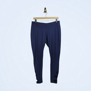 APANA Navy Blue Cropped 7/8” Ankle Criss Cross Cut Out Leggings High Waisted